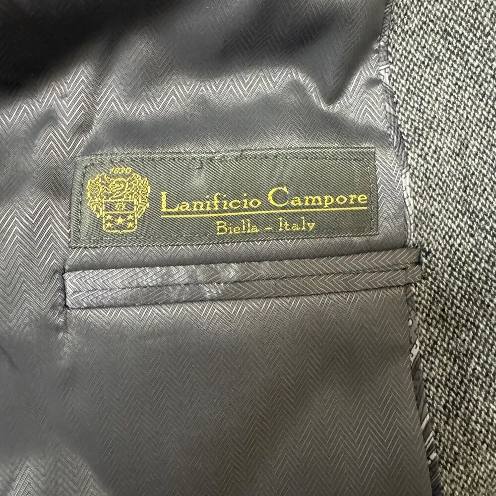 Jos A Bank Reserve Blazer 42S Gray Herringbone Italian Wool Cashmere Sport Coat